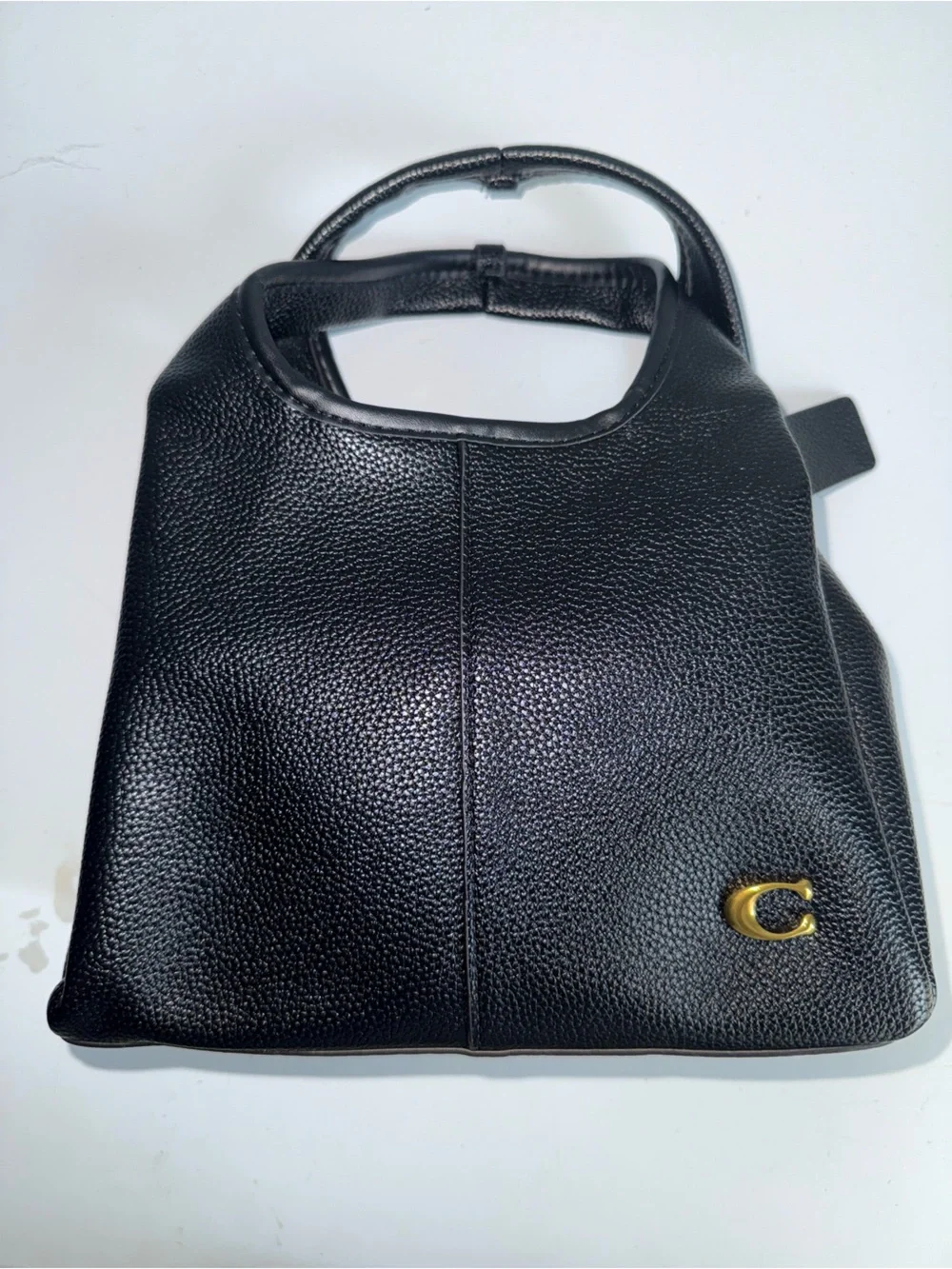Coach Black Pebbled Leather Tote with Gold 'C' Accent